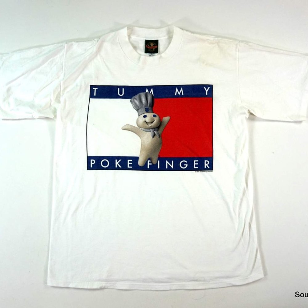 Vintage 1996 Pillsbury Tummy Poke Finger T-Shirt Size XL EUC White Rare
